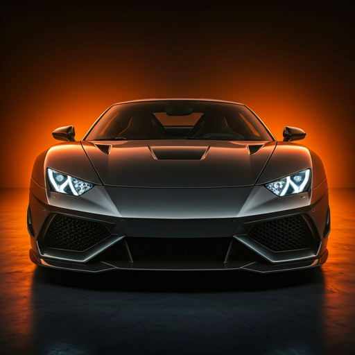 Auto deportivo con iluminación naranja